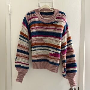 Z Supply Colorful Striped Crew Neck Sweater